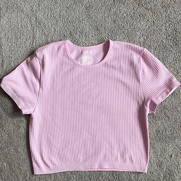 wild fable Tops - wild fable Light Pink Ribbed Short Sleeve Tee